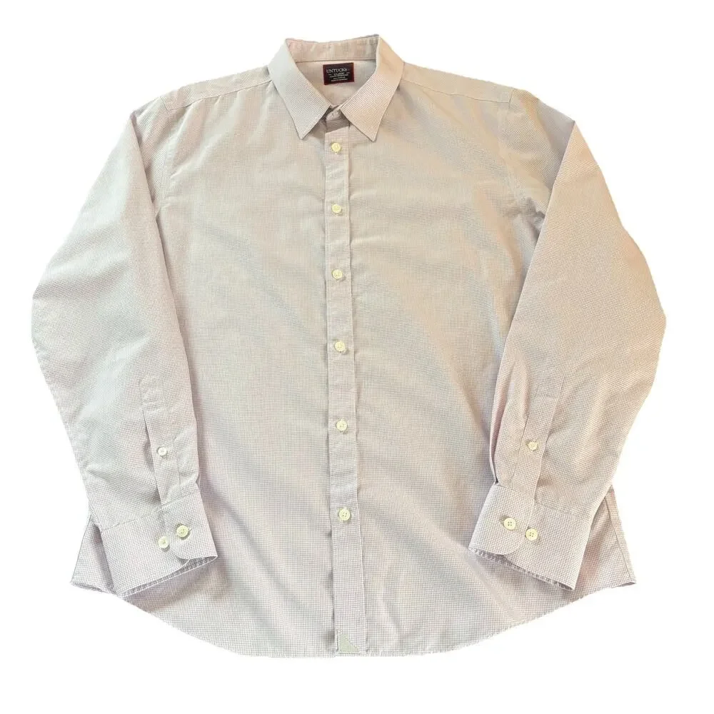 UNTUCKit Slim Fit Wrinkle Free Stonington Button Up Shirt Size XL Pink Checked